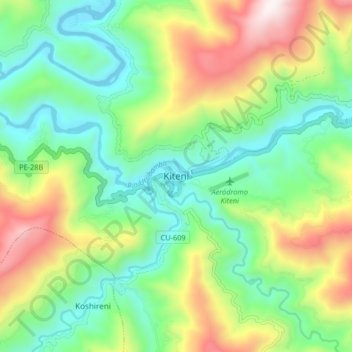 Topografische Karte Kiteni, Höhe, Relief