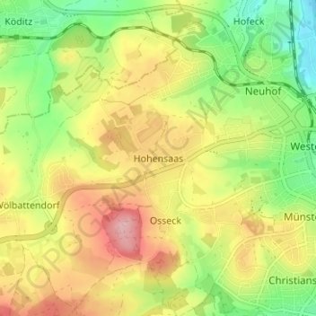 Topografische Karte Hohensaas, Höhe, Relief