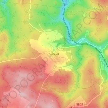 Topografische Karte Smuid, Höhe, Relief
