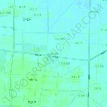 Topografische Karte 新李庄社区, Höhe, Relief