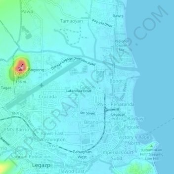 Topografische Karte Gogon, Höhe, Relief