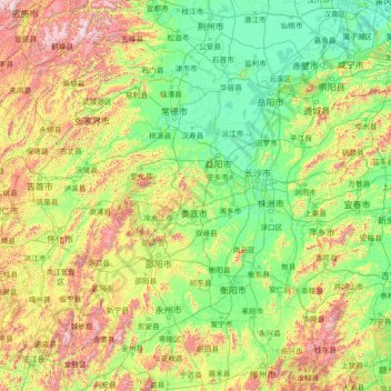 Topografische Karte Hunan, Höhe, Relief