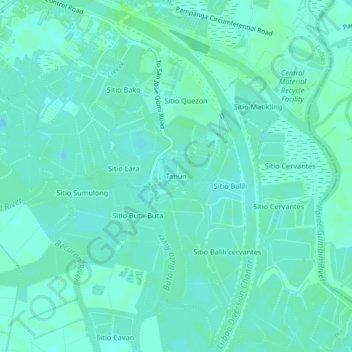 Topografische Karte Tabun, Höhe, Relief