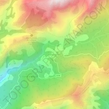Topografische Karte Paisolu d'Aïtone, Höhe, Relief
