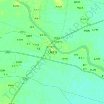 Topografische Karte 北舞渡镇, Höhe, Relief
