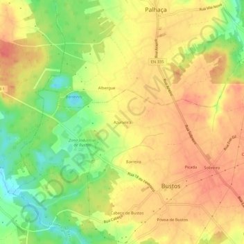 Topografische Karte Azurveira, Höhe, Relief