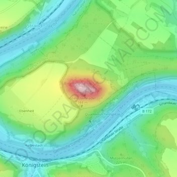 Topografische Karte Lilienstein, Höhe, Relief