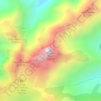 Topografische Karte Paglia Orba, Höhe, Relief