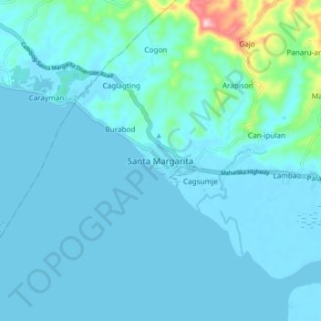 Topografische Karte Santa Margarita, Höhe, Relief