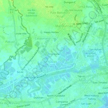 Topografische Karte First Home, Höhe, Relief