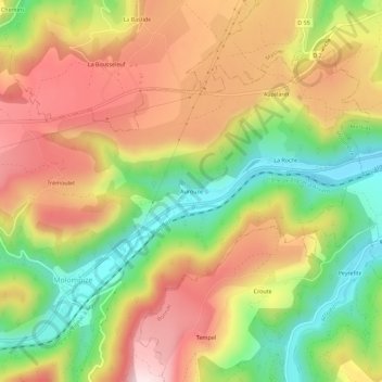Topografische Karte Aurouze, Höhe, Relief