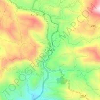 Topografische Karte Ellakkal, Höhe, Relief