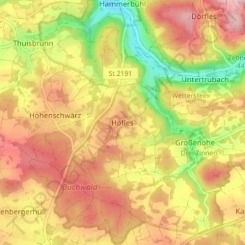 Topografische Karte Höfles, Höhe, Relief