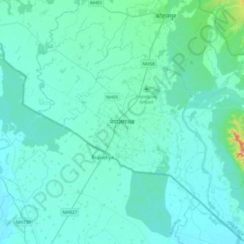 Topografische Karte Nepalgunj, Höhe, Relief