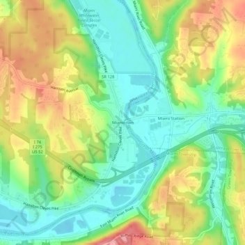 Topografische Karte Miamitown, Höhe, Relief