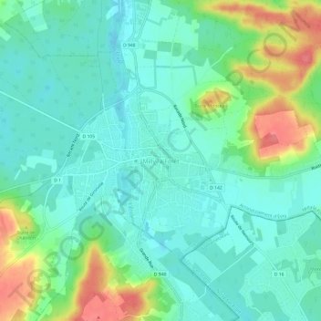 Topografische Karte Milly-la-Forêt, Höhe, Relief