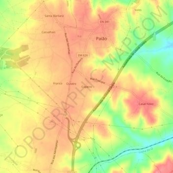 Topografische Karte Copeiro, Höhe, Relief