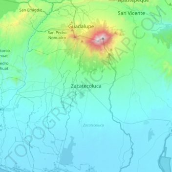 Topografische Karte Zacatecoluca, Höhe, Relief