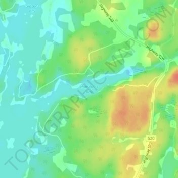 Topografische Karte Hamiltons Bay, Höhe, Relief