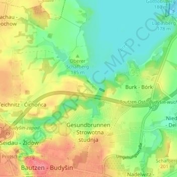 Topografische Karte Oehna, Höhe, Relief