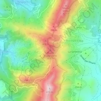 Topografische Karte Monte Capannello, Höhe, Relief