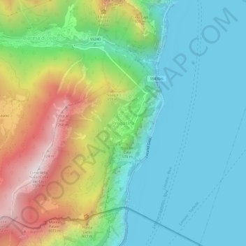 Topografische Karte Pregasina, Höhe, Relief