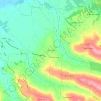 Topografische Karte Les Faures, Höhe, Relief