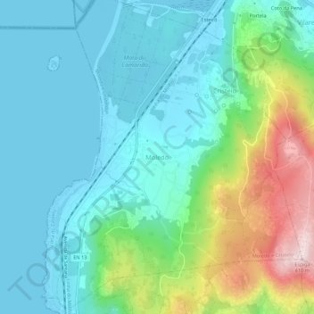 Topografische Karte Moledo, Höhe, Relief