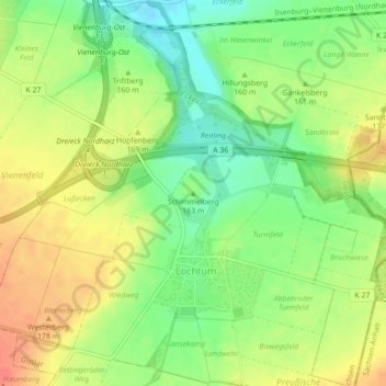 Topografische Karte Schimmelberg, Höhe, Relief