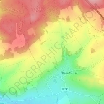Topografische Karte Chavin, Höhe, Relief