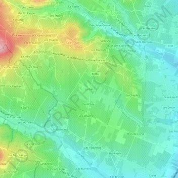 Topografische Karte La Piat, Höhe, Relief