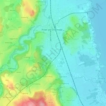 Topografische Karte Bach, Höhe, Relief