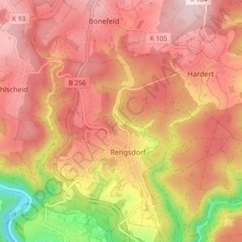 Topografische Karte Untere Mühle, Höhe, Relief