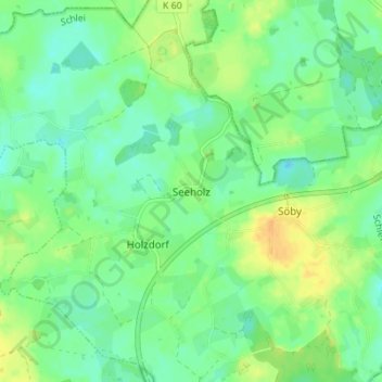 Topografische Karte Seeholz, Höhe, Relief