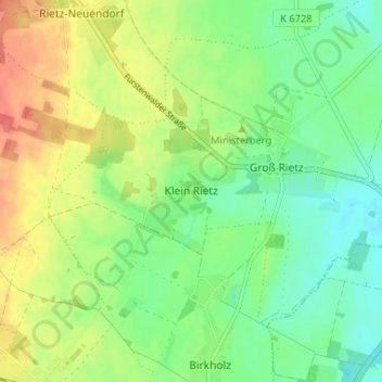 Topografische Karte Klein Rietz, Höhe, Relief