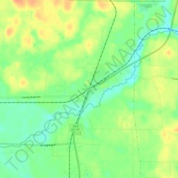 Topografische Karte Pembine, Höhe, Relief