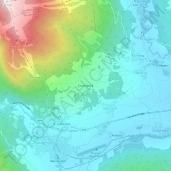 Topografische Karte Fanningberg, Höhe, Relief