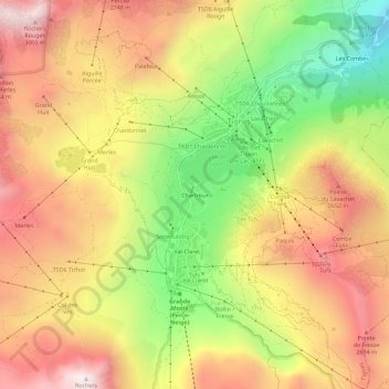 Topografische Karte Chartreux, Höhe, Relief