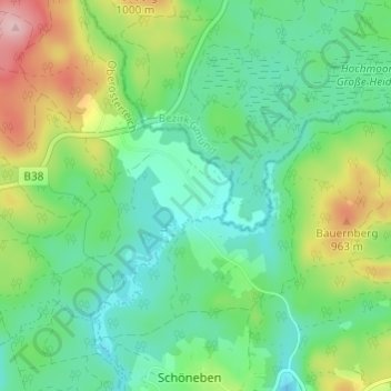 Topografische Karte Gugu, Höhe, Relief