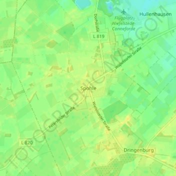 Topografische Karte Spohle, Höhe, Relief