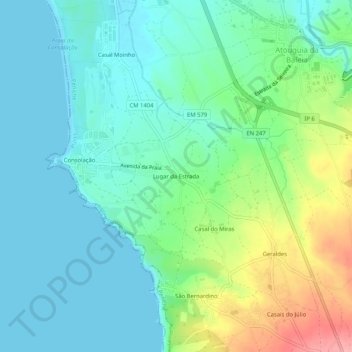 Topografische Karte Lugar da Estrada, Höhe, Relief