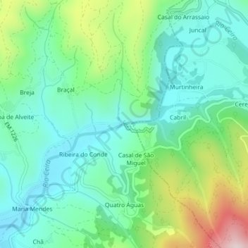 Topografische Karte Garganta do Cabril do Ceira, Höhe, Relief