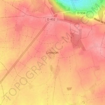 Topografische Karte Limosin, Höhe, Relief