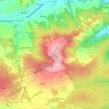 Topografische Karte Stauffen, Höhe, Relief
