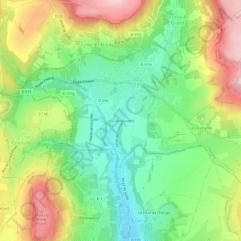 Topografische Karte Lieu dit Maraine, Höhe, Relief
