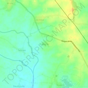 Topografische Karte Dablang, Höhe, Relief
