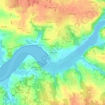 Topografische Karte Le Barrage, Höhe, Relief
