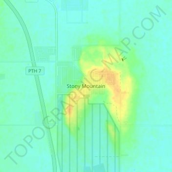 Topografische Karte Stony Mountain, Höhe, Relief
