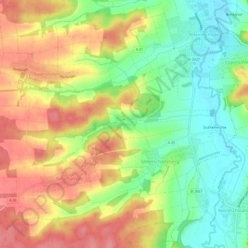 Topografische Karte Violau, Höhe, Relief