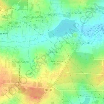 Topografische Karte Bylahalli, Höhe, Relief